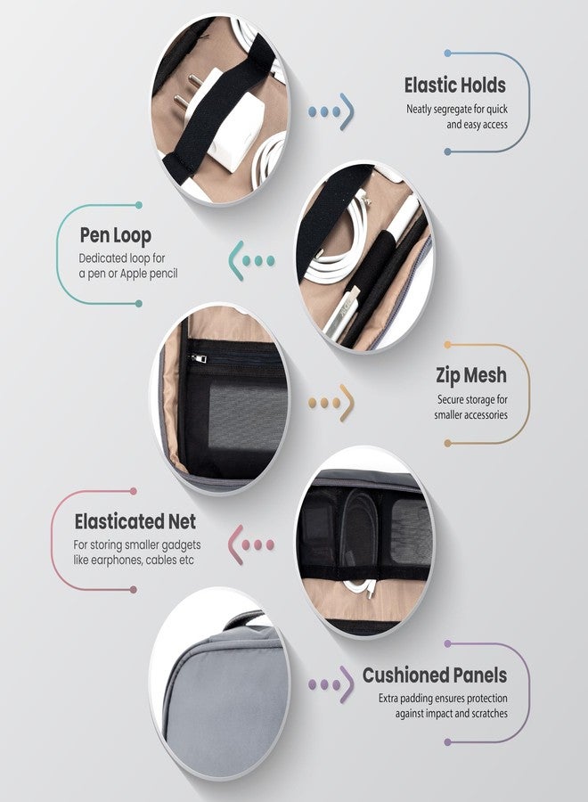 Tripole Electronics Organizer Portable Bag for Cables, Wires, Gadgets, SD Card | Travel & Daily Use | Men & Women (Black Emboss) - Image 3